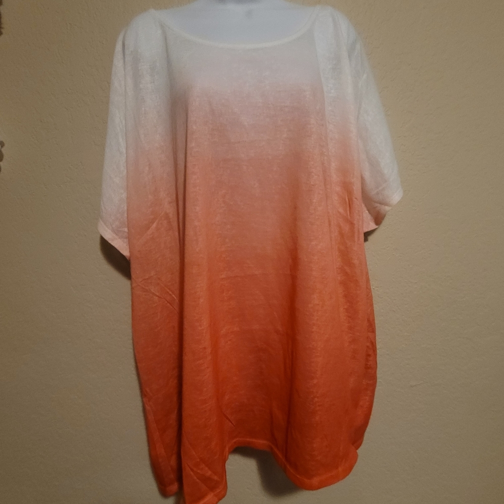 Lightweight Dip Dyed Coral and White Top from The Avenue